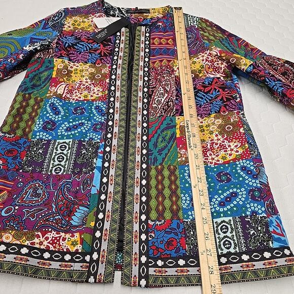 Zanzea Womens Open Front Blazer Sz XL Ethnic, Patchwork Print, Boho, Art To Wear - Picture 7 of 11